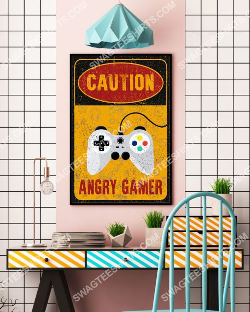 vintage caution angry gamer poster 4(1)