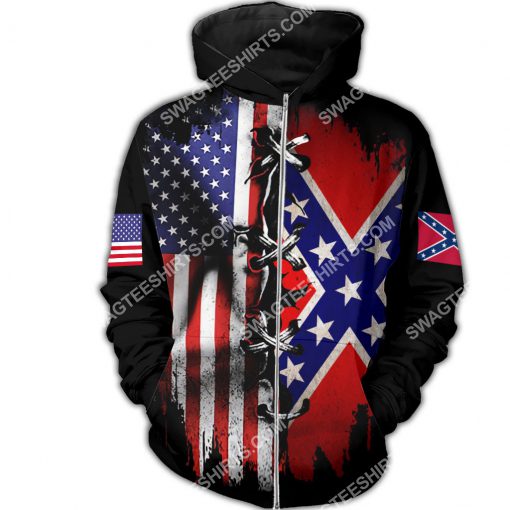 vintage confederate states of america all over printed zip hoodie 1