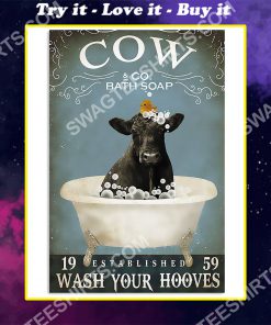 vintage cow bath soap wash your hooves wall art poster