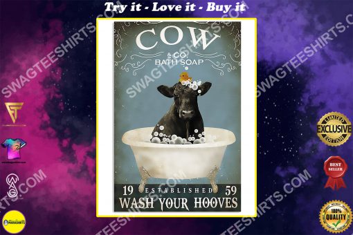 vintage cow bath soap wash your hooves wall art poster