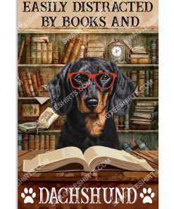 vintage easily distracted by books and dachshund poster 1(1)