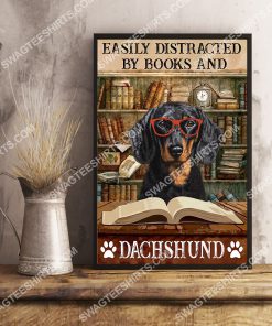 vintage easily distracted by books and dachshund poster 2(1)