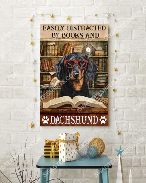 vintage easily distracted by books and dachshund poster 3(1)