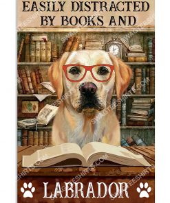 vintage easily distracted by books and labrador poster 1(1)