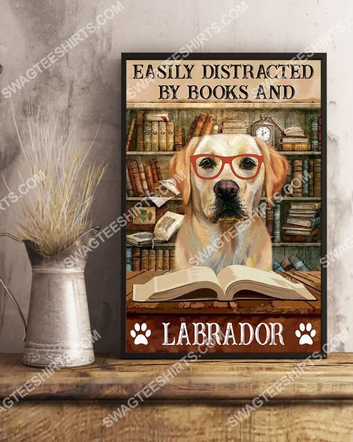 vintage easily distracted by books and labrador poster 2(1)