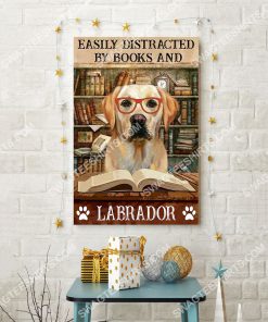 vintage easily distracted by books and labrador poster 3(1)