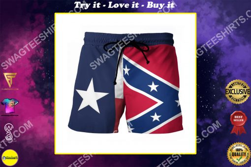 vintage flag of texas all over printed beach shorts