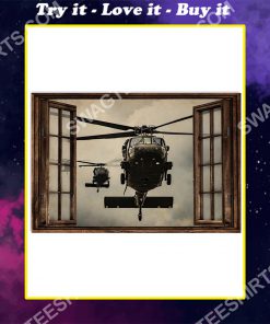 vintage helicopter window poster