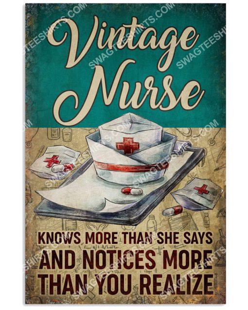 vintage nurse knows more than she says and notices more than you realize poster 1(1)