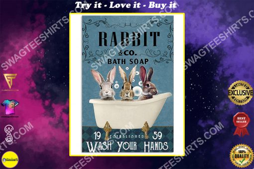 vintage rabbit bath soap wash your hands poster