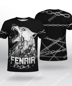 wolf fenrir is tied with chains all over printed tshirt 1