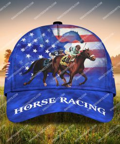 american flag horse racing all over printed classic cap 2