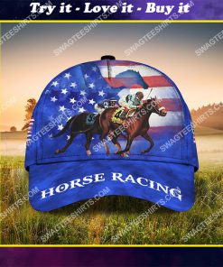 american flag horse racing all over printed classic cap