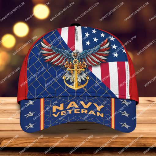 american flag proud navy veteran all over printed classic cap 2