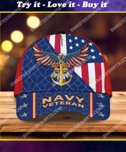 american flag proud navy veteran all over printed classic cap