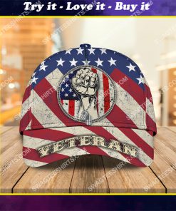 american flag proud veteran all over printed classic cap