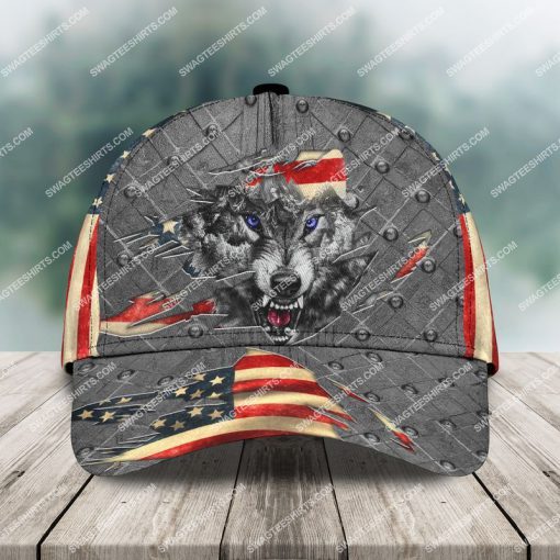 american flag wolf soul all over printed classic cap 2 - Copy