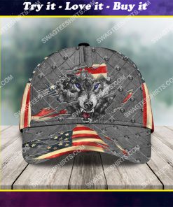 american flag wolf soul all over printed classic cap