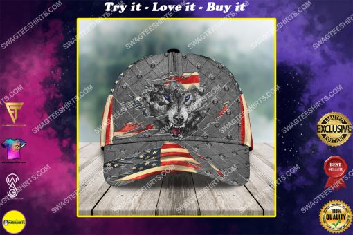 american flag wolf soul all over printed classic cap
