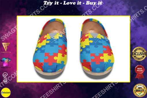 autism awareness all over printed toms shoes