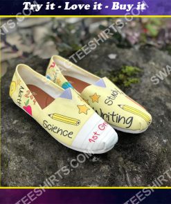 back to school 1st grade all over printed toms shoes