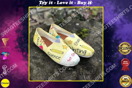 back to school 1st grade all over printed toms shoes