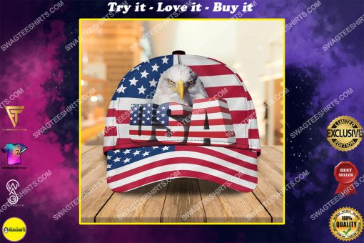 bald eagle american flag all over printed classic cap
