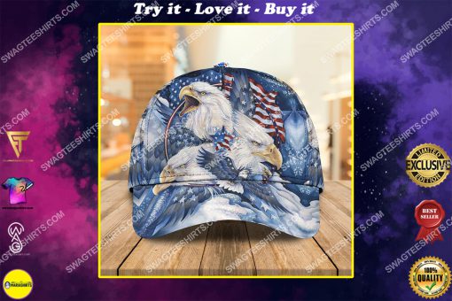 bald eagle american flag happy independence day all over printed classic cap