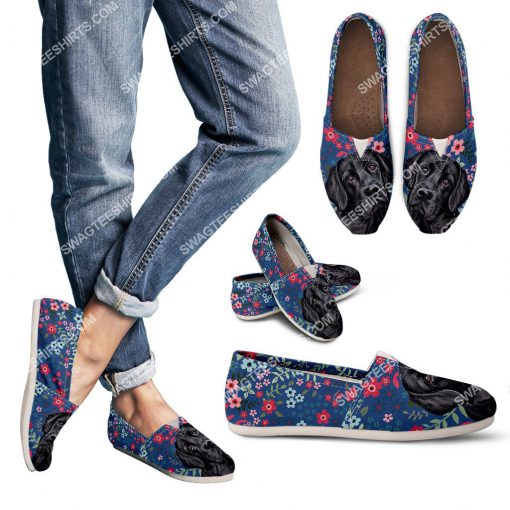 black labrador and flower all over printed toms shoes 3(1)