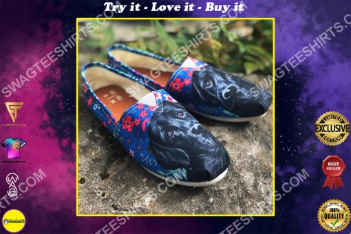 black labrador and flower all over printed toms shoes