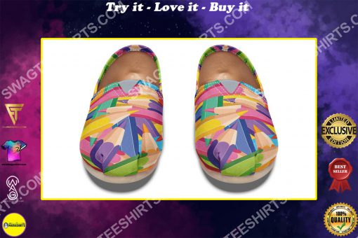 colorful pencils all over printed toms shoes