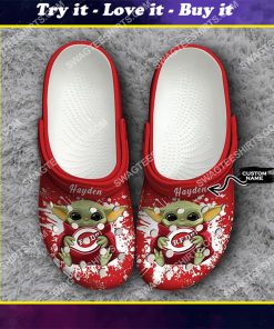 custom baby yoda hold cincinnati reds all over printed crocs
