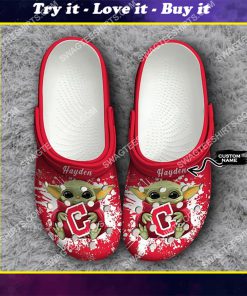 custom baby yoda hold cleveland indians all over printed crocs