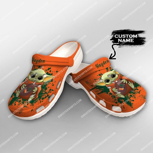 custom baby yoda hold miami hurricanes football all over printed crocs 2(1)