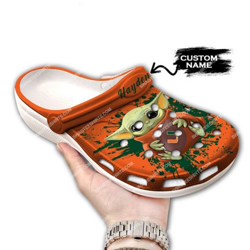 custom baby yoda hold miami hurricanes football all over printed crocs 3(1)