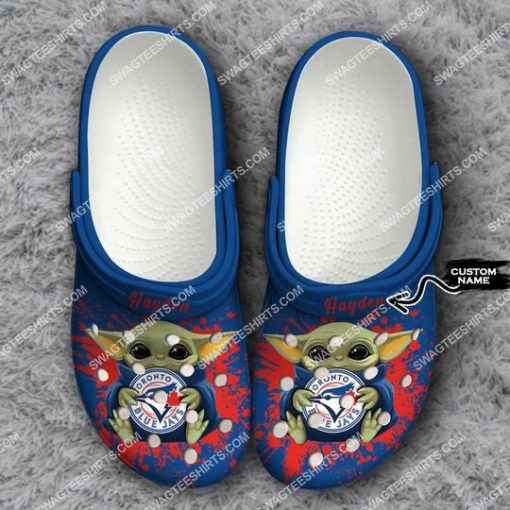 custom baby yoda hold toronto blue jays all over printed crocs 1 - Copy(1)