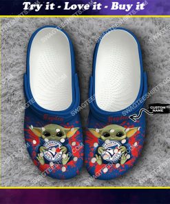 custom baby yoda hold toronto blue jays all over printed crocs