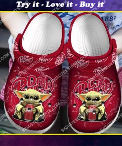 dr pepper and baby yoda all over printed crocs