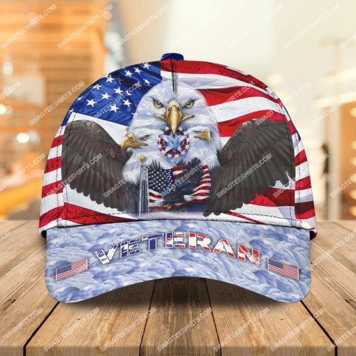 eagle with american flag veterans day all over printed classic cap 2