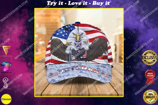 eagle with american flag veterans day all over printed classic cap