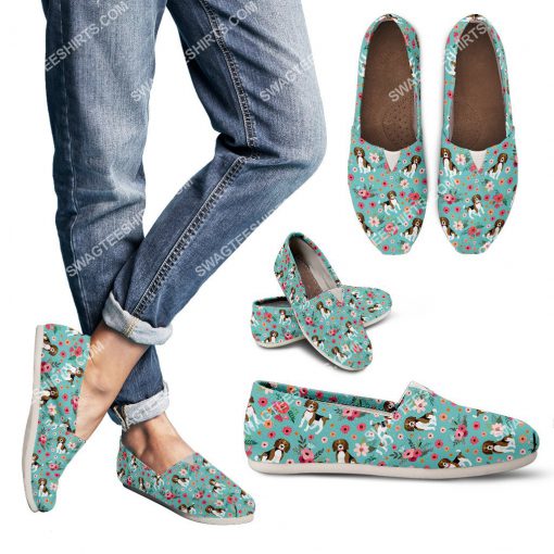 floral beagle dogs lover all over printed toms shoes 3(1)