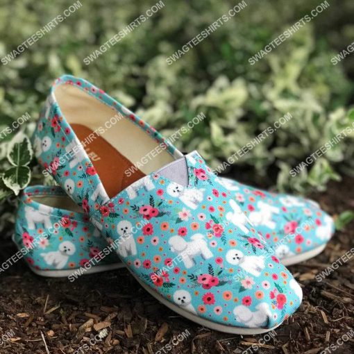 floral bichon frise all over printed toms shoes 2(1)