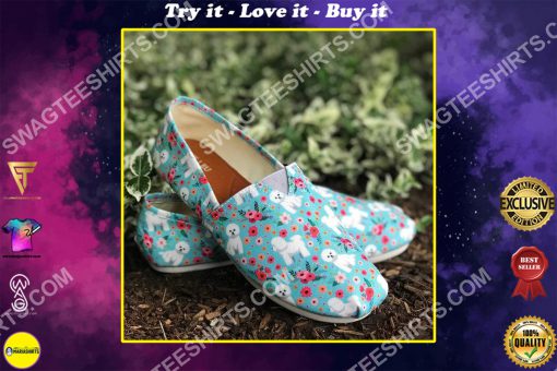 floral bichon frise all over printed toms shoes