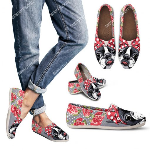 floral boston terrier all over printed toms shoes 3(1)