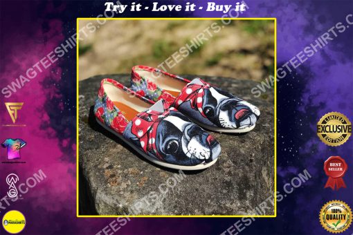 floral boston terrier all over printed toms shoes