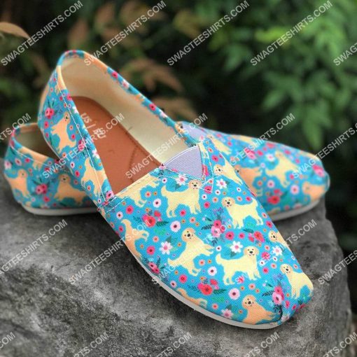 floral golden retriever dogs lover all over printed toms shoes 2(1)