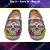 floral sugar skull all over printed toms shoes