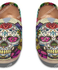 floral sugar skull all over printed toms shoes 5(1)