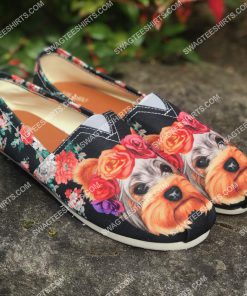 floral yorkie dogs lover all over printed toms shoes 2(1)