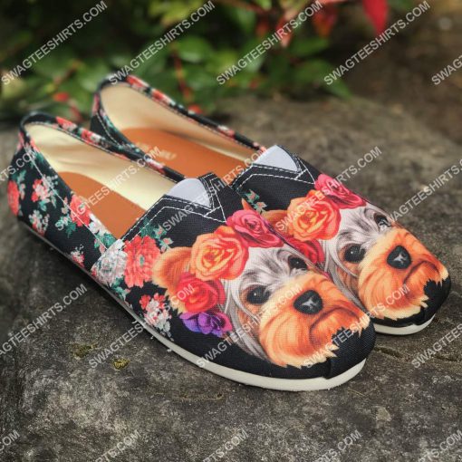 floral yorkie dogs lover all over printed toms shoes 2(1)
